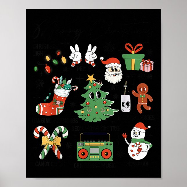 Merry Christmas Pajamas Family Matching Xmas Tree  Poster (Front)