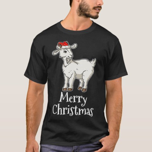 Merry Christmas Pajamas Goat Santas Hat Gift Goat  T_Shirt