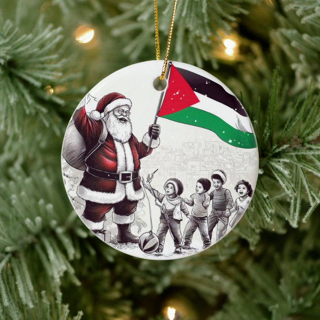 Merry Christmas, Palestine: Just Cause Unity Ornam Ceramic Ornament (Tree)