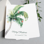 Merry Christmas Palm Tree Coastal Family Holiday Card<br><div class="desc">A modern stylish holiday flat greeting card with modern and handwritten script typography featuring a decorated Palm Tree. Easily customize this card by clicking the "Personalize" button.</div>