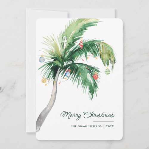 Merry Christmas Palm Tree Coastal Family Holiday Card