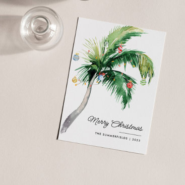 Merry Christmas Palm Tree Coastal Holiday Card