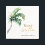 Merry Christmas Palm Tree Holiday Family Paper Napkins<br><div class="desc">Merry Christmas Palm Tree Holiday Family Paper Napkins</div>