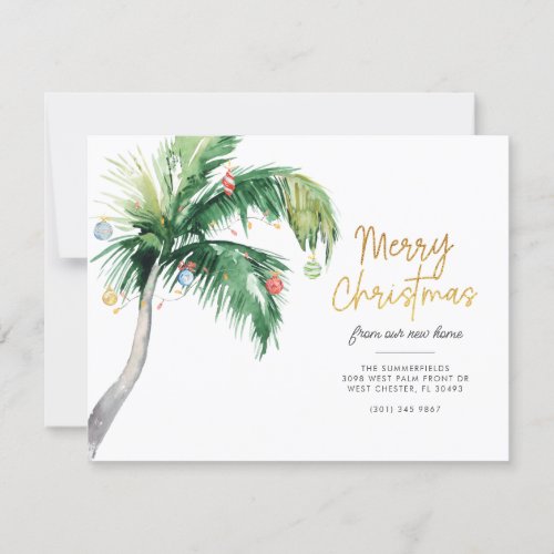 Merry Christmas Palm Tree Holiday Moving Card