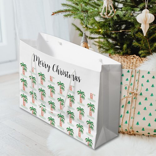 Merry Christmas Palm Tree  Large Gift Bag