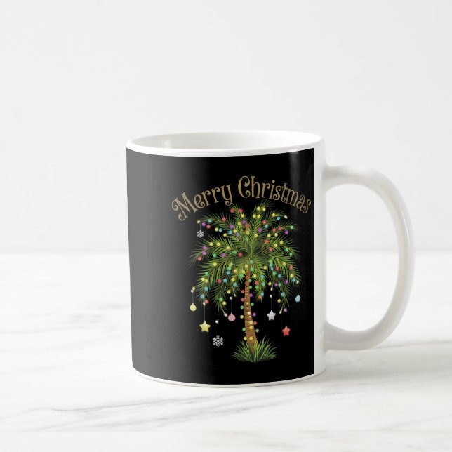 Merry Christmas Palm Tree Light Hawaiian Trocal Ch Coffee Mug (Right)
