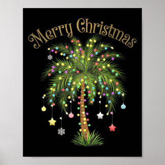 Merry Christmas Palm Tree Light Hawaiian Trocal Ch Poster