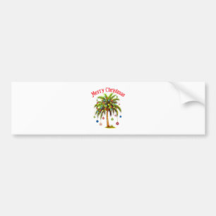 Merry Christmas Palm Tree Light Hawaiian Tropical Bumper Sticker
