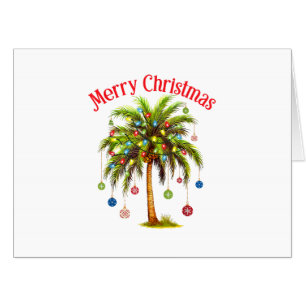 Merry Christmas Palm Tree Light Hawaiian Tropical Card