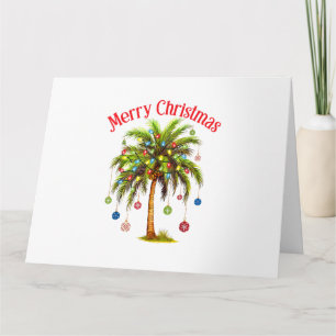 Merry Christmas Palm Tree Light Hawaiian Tropical Card