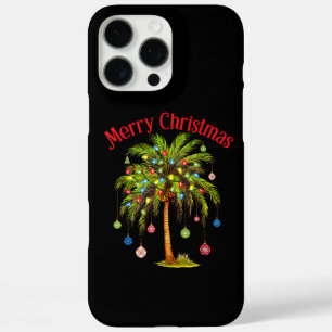 Merry Christmas Palm Tree Light Hawaiian Tropical iPhone 16 Pro Max Case