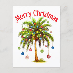 Merry Christmas Palm Tree Light Hawaiian Tropical  Enclosure Card