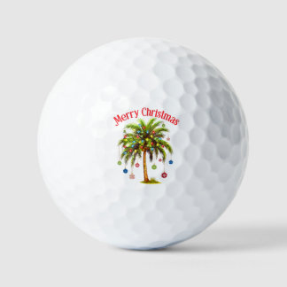 Merry Christmas Palm Tree Light Hawaiian Tropical  Golf Balls