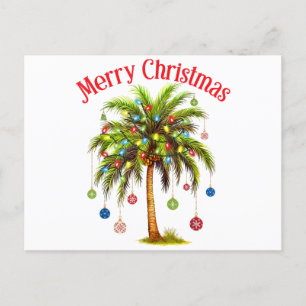 Merry Christmas Palm Tree Light Hawaiian Tropical  Holiday Postcard