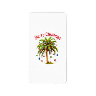 Merry Christmas Palm Tree Light Hawaiian Tropical Label