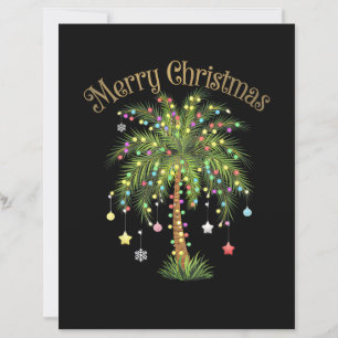 Merry Christmas Palm Tree Light New Year Tropical 