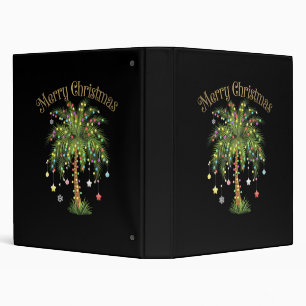 Merry Christmas Palm Tree Light New Year Tropical 3 Ring Binder