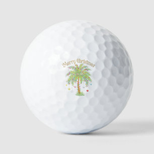 Merry Christmas Palm Tree Light New Year Tropical Golf Balls