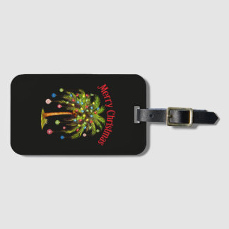 Merry Christmas Palm Tree Light Tropical Christmas Luggage Tag