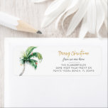 Merry Christmas Palm Tree Moving Return Address Label<br><div class="desc">Christmas Holiday Coastal Moving Palm Tree Return Address Label you can easily customize by clicking the "Personalize" button.</div>