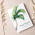 Merry Christmas Palm Tree Tropical Coast Holiday Card<br><div class="desc">A modern stylish holiday flat greeting card with modern and handwritten script typography featuring a decorated Palm Tree. Easily customize this card by clicking the "Personalize" button.</div>