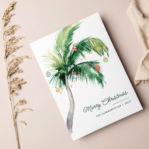 Merry Christmas Palm Tree Tropical Coast Holiday Card