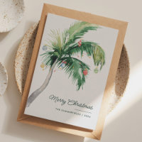 Merry Christmas Palm Tree Tropical Coast Holiday Card