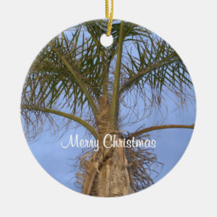 Merry Christmas Palm Tree Year Ceramic Ornament