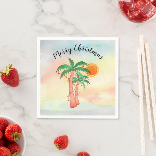 Merry Christmas Palm Trees Napkins Zazzle