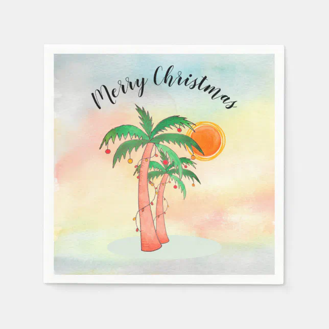 Merry Christmas Palm Trees Napkins Zazzle