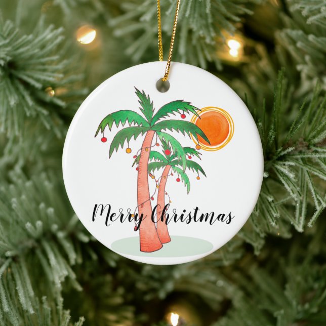 Merry Christmas Palm Trees Ornament (Tree)