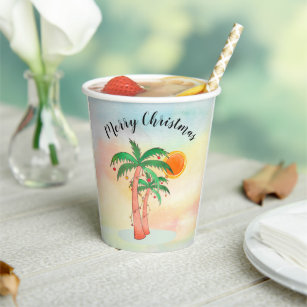 Merry Christmas Palm Trees  Paper Cups