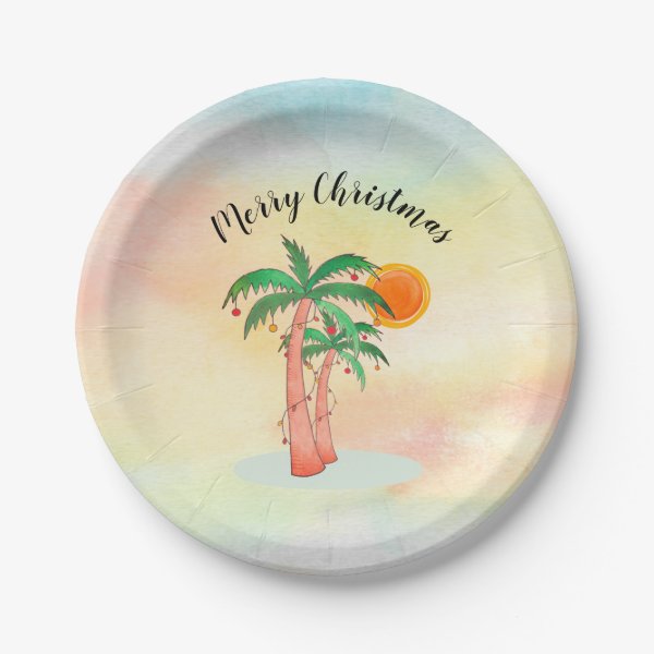 palm tree paper plates