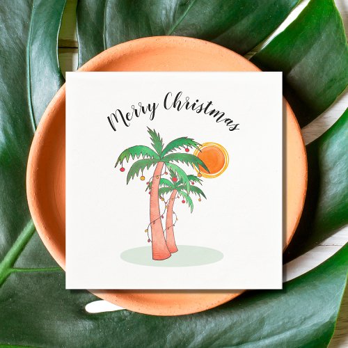 Merry Christmas Palm Trees Sun Napkins