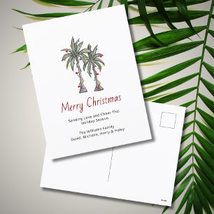 Merry Christmas Palm Trees Tropical Beach Holiday Postcard