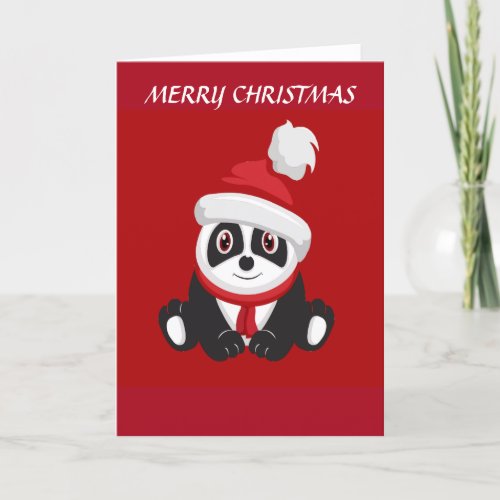 Merry Christmas Panda Bear Holiday Card