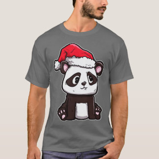 Merry Christmas Panda Bear Santas Hat Panda T-Shirt