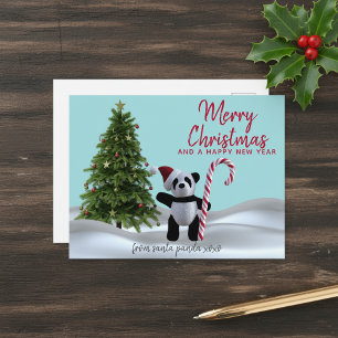 Merry Christmas Panda Holiday Postcard