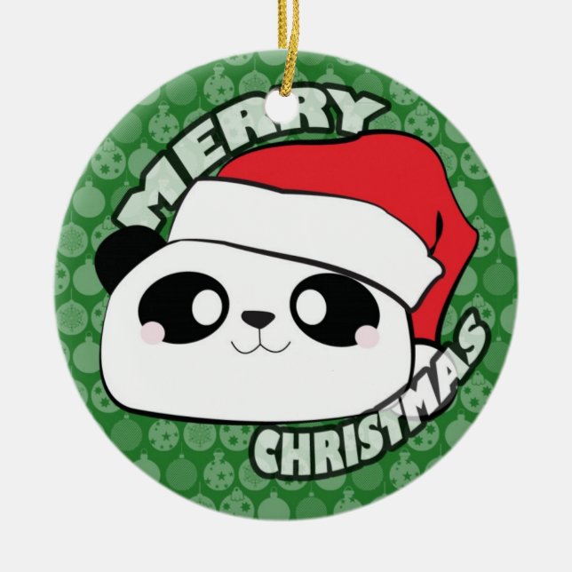 Merry Christmas Panda Ornament (Front)