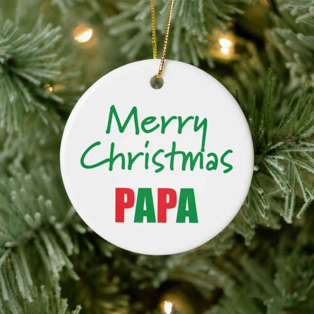 Merry Christmas Papa Photo Ornament (Tree)
