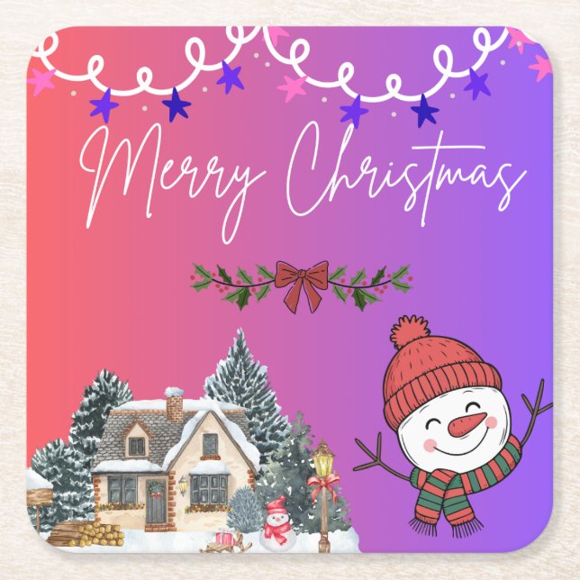 Merry Christmas Paper Coasters (Front)