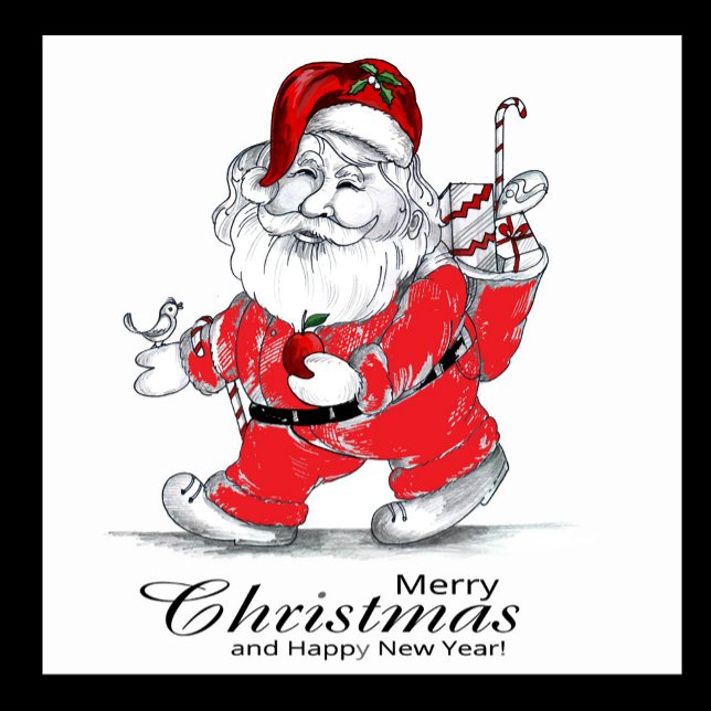 Merry Christmas  Paper Cups (Illustration of Santa Claus with a red hat and suit, with a Merry Christmas message.)