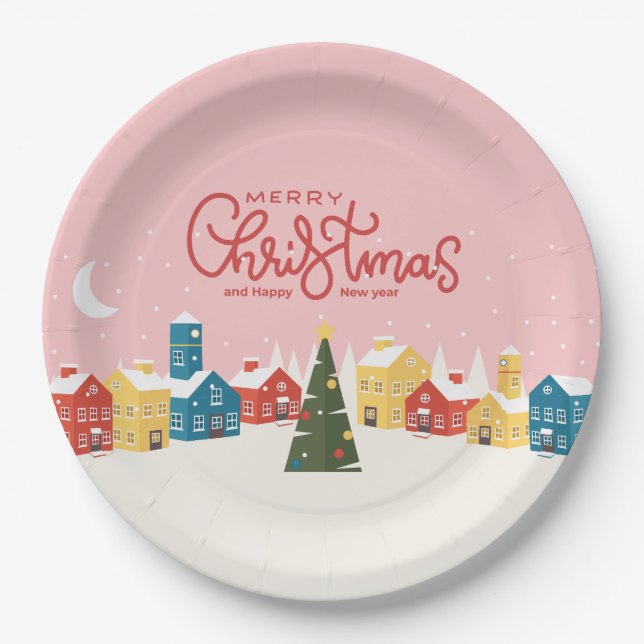 Merry Christmas Paper Plates | Holiday Party (Front)
