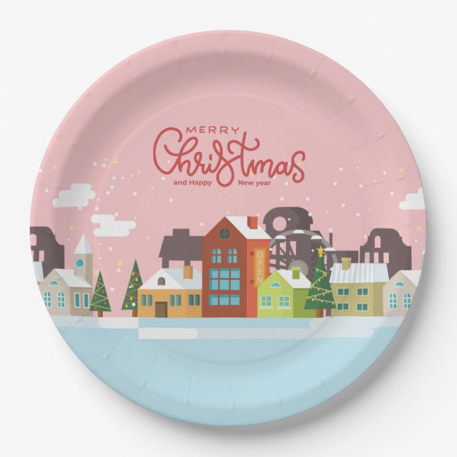 Merry Christmas Paper Plates | Holiday Party (Front)