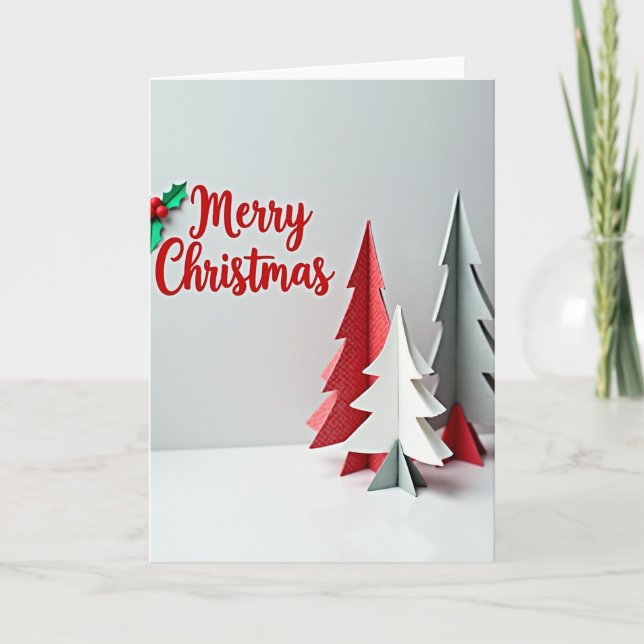 Merry Christmas Paper Tree Card (Front)