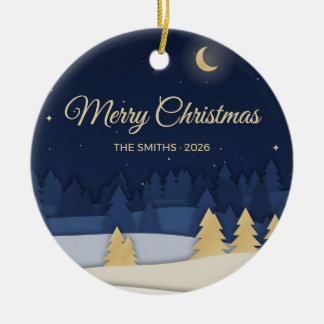 Merry Christmas Papercut Forest Family Ornament
