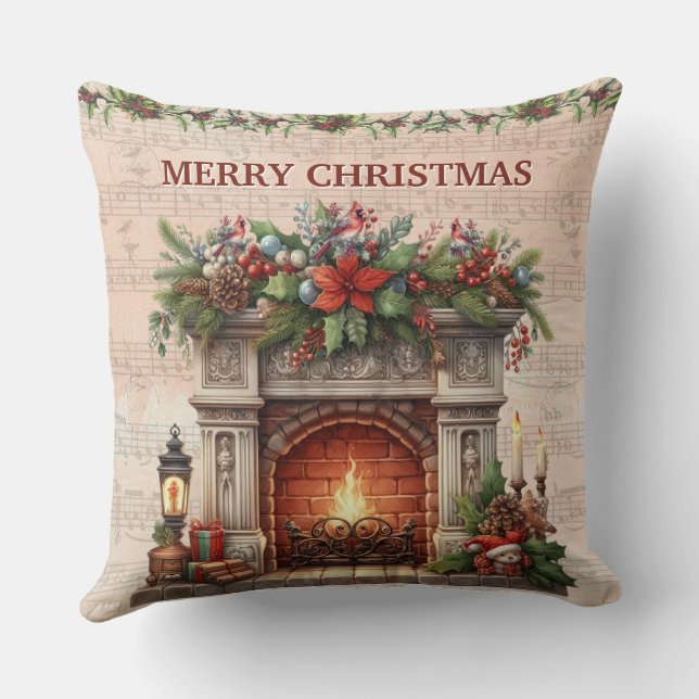 Merry Christmas Parisian Charm Throw Pillow (Back)