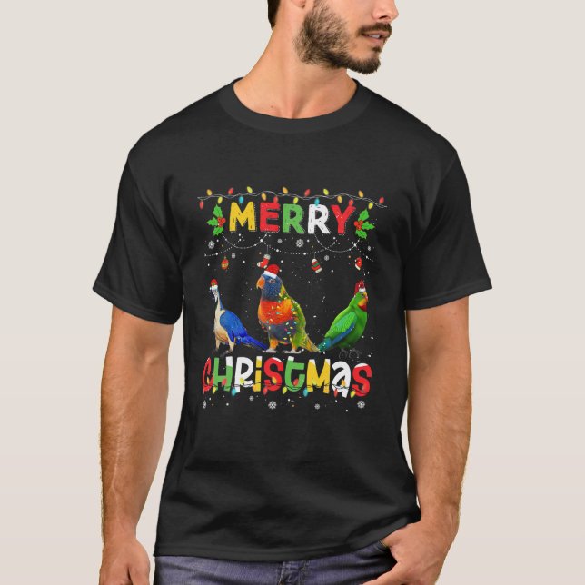 Merry Christmas Parrot Animals Squad Christmas Paj T-Shirt (Front)