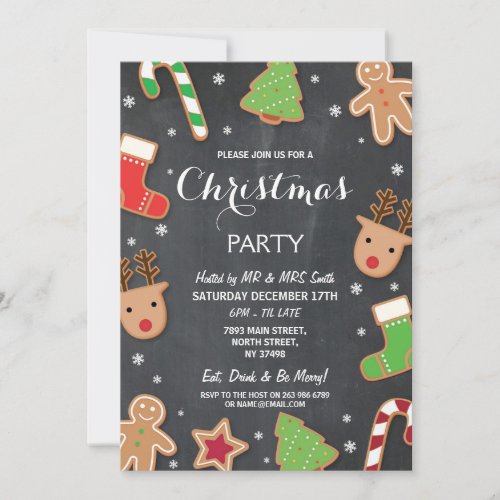 Merry Christmas Party Cookie Exchange Gingerbread Invitation