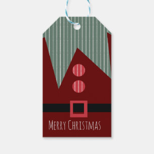 Merry Christmas Party Elf Suit Gift Tags